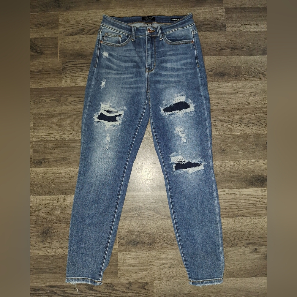 Judy Blue Jeans Womens Size 7/28 Relaxed Fit Distressed Denim (Eb28P)